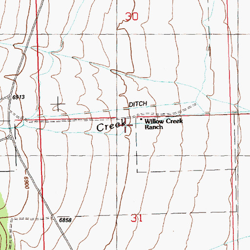Topographic Map of Willow Creek Ranch, NV