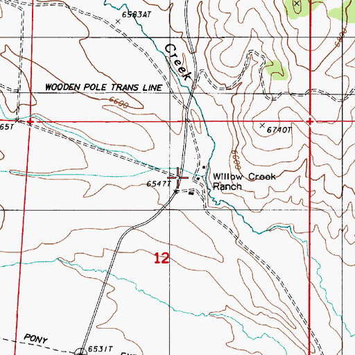 Topographic Map of Willow Creek Ranch, NV