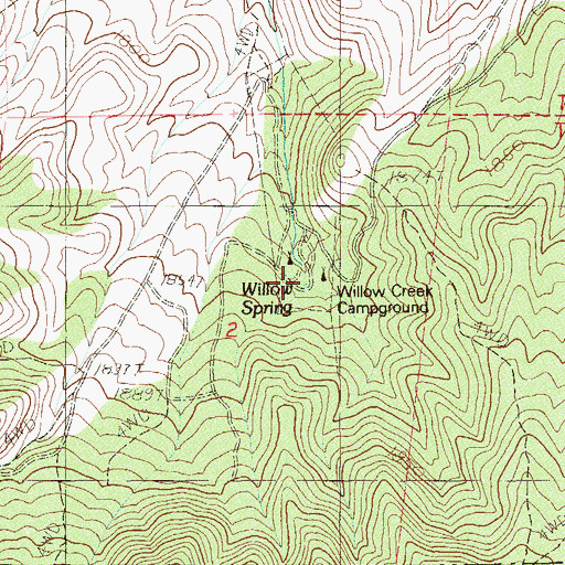 Topographic Map of Willow Spring, NV