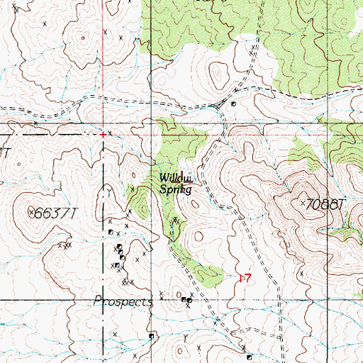 Topographic Map of Willow Spring, NV