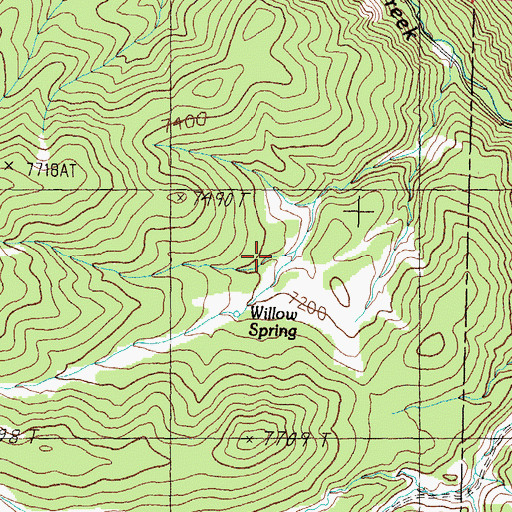 Topographic Map of Willow Spring, NV