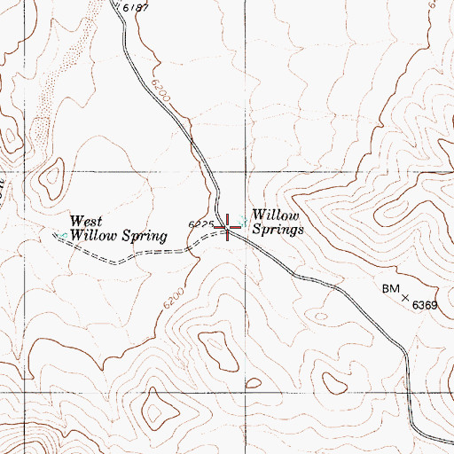 Topographic Map of Willow Springs, NV