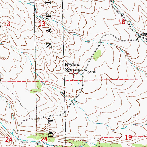 Topographic Map of Willow Spring, NV