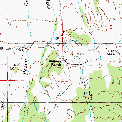 Topographic Map of Willows Ranch, NV