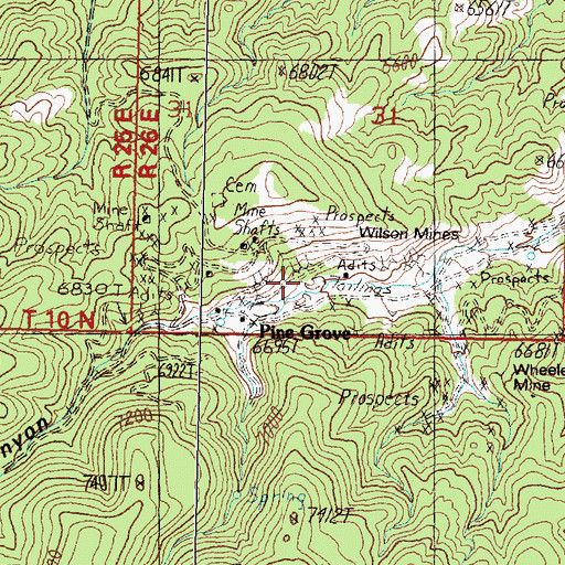 Topographic Map of Wilson Mines, NV