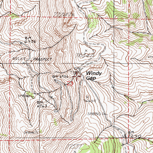Topographic Map of Windy Gap, NV