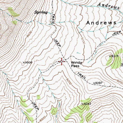 Topographic Map of Windy Pass, NV