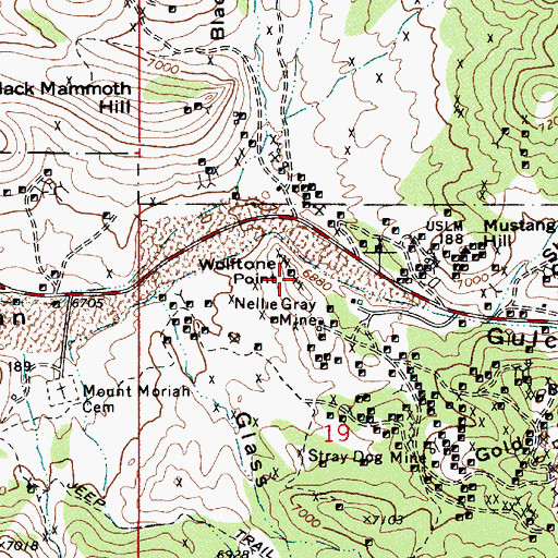 Topographic Map of Wolftone Point, NV