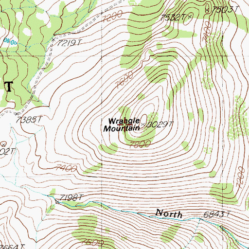 Topographic Map of Wrangle Mountain, NV