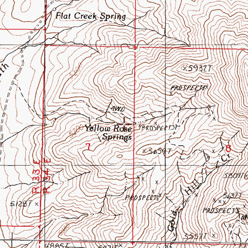 Topographic Map of Yellow Rose Springs, NV