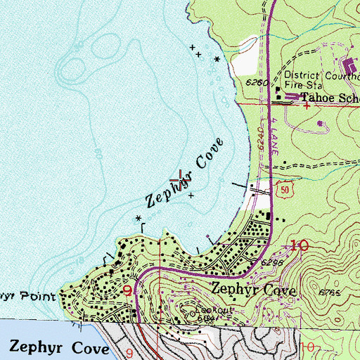 Topographic Map of Zephyr Cove, NV