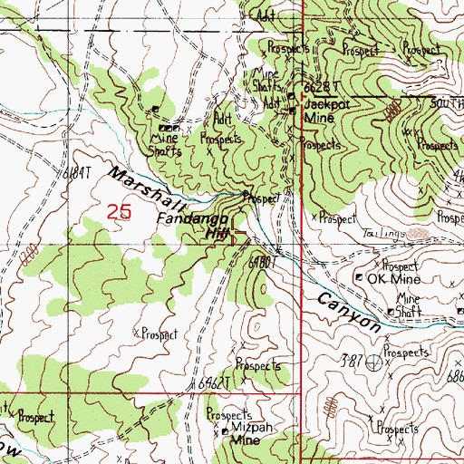 Topographic Map of Fandango Hill, NV