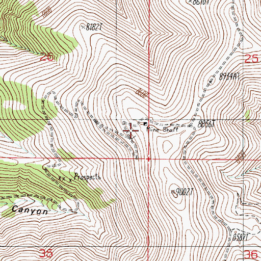 Topographic Map of Antimony King Mine, NV