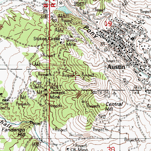 Topographic Map of Sunset Number Two Mine, NV