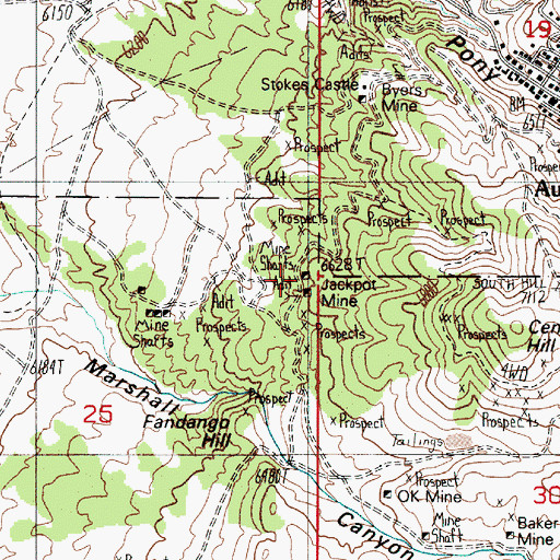 Topographic Map of Jackpot Mine, NV