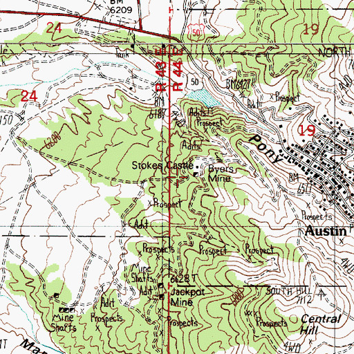 Topographic Map of Byers Mine, NV