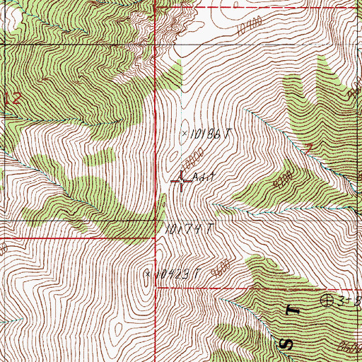 Topographic Map of Bull Dog Jack Mine, NV