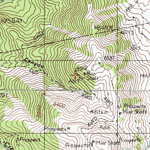 Topographic Map of Peterson Mine, NV