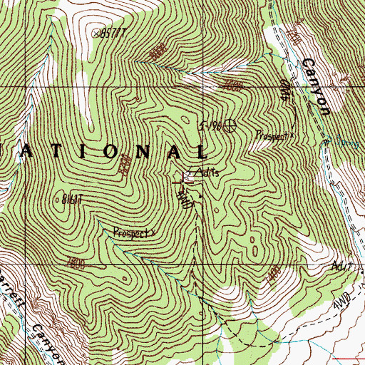 Topographic Map of Ward Mine, NV