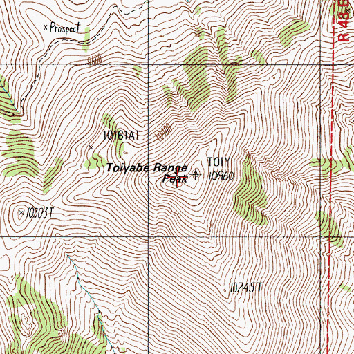 Topographic Map of Toiyabe Range Peak, NV