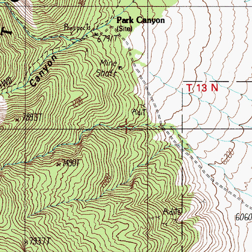 Topographic Map of Star Number One Mine, NV