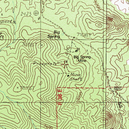 Topographic Map of Big Spring Mine, NV