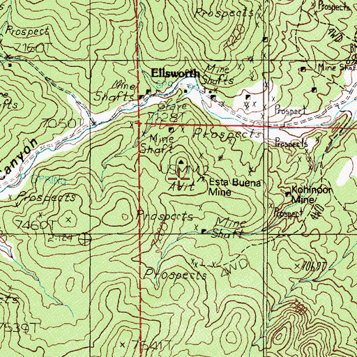 Topographic Map of Esta Buena Mine, NV