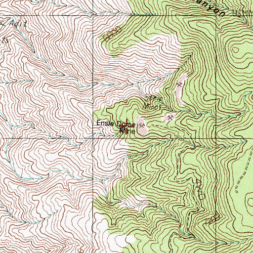Topographic Map of Ensle Dome Mine, NV