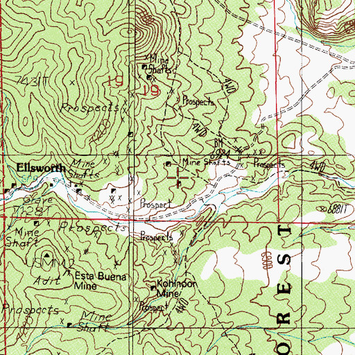 Topographic Map of Gold and Curry Number One Mine, NV