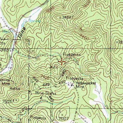 Topographic Map of Yellowjacket Mine, NV