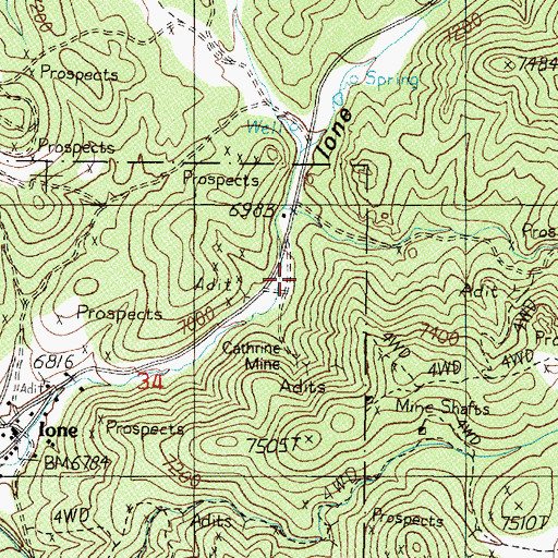 Topographic Map of Cathrine Mine, NV