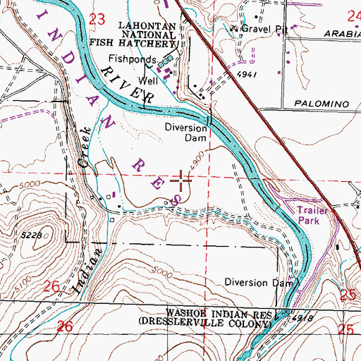 Topographic Map of Dresslerville Colony, NV