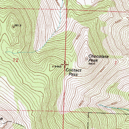 Topographic Map of Contact Pass, NV