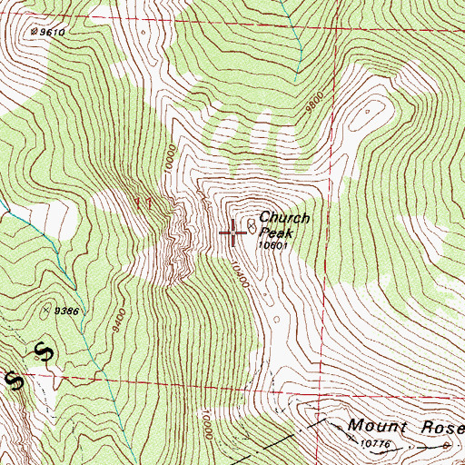 Topographic Map of Church Peak, NV