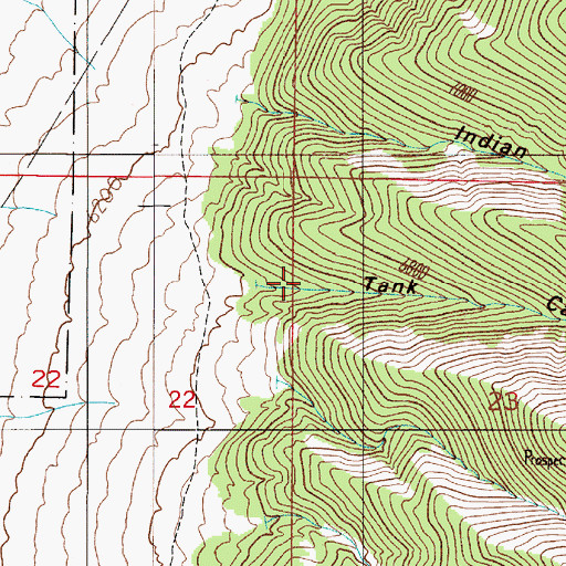 Topographic Map of Tank Canyon, NV