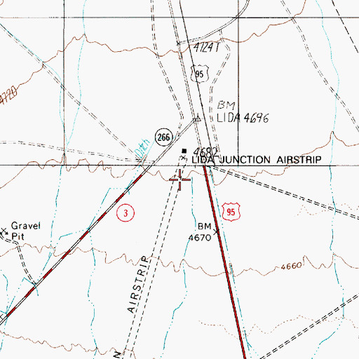 Topographic Map of Lida Junction Airport, NV