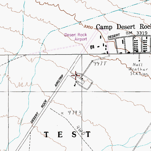 Topographic Map of Desert Rock Airport, NV