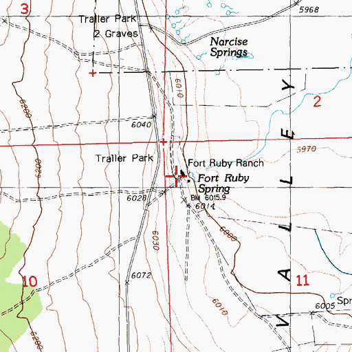 Topographic Map of Fort Ruby Spring, NV