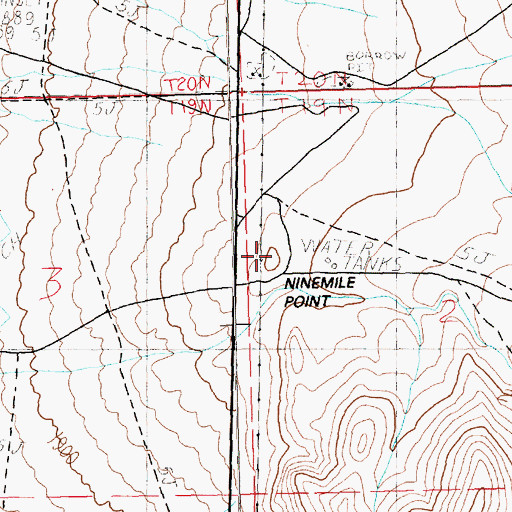 Topographic Map of Ninemile Point, NV