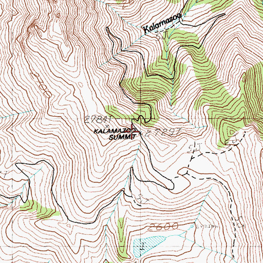 Topographic Map of Kalamazoo Summit, NV