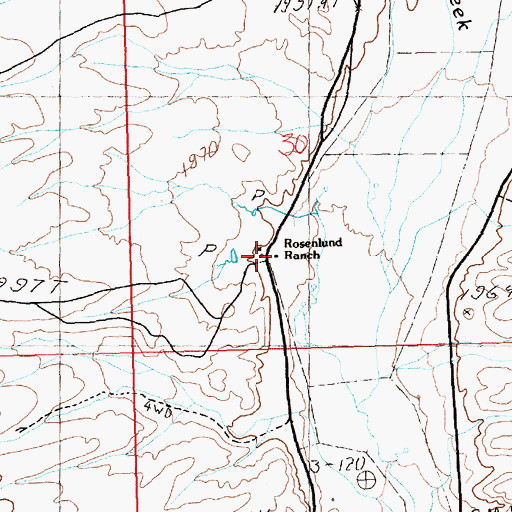 Topographic Map of Rosenlund Ranch, NV
