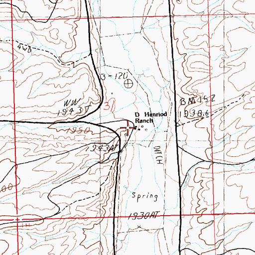 Topographic Map of D Henriod Ranch, NV