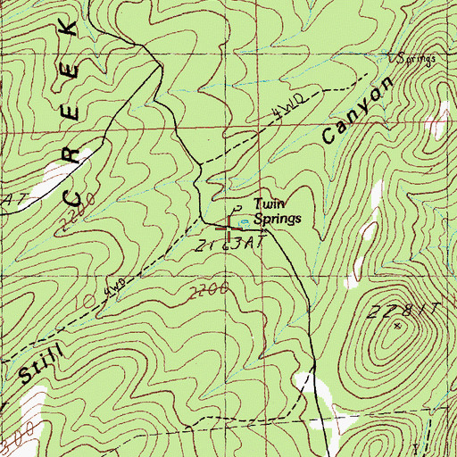 Topographic Map of Twin Springs, NV