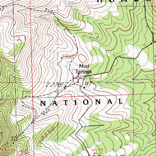 Topographic Map of Mud Springs, NV