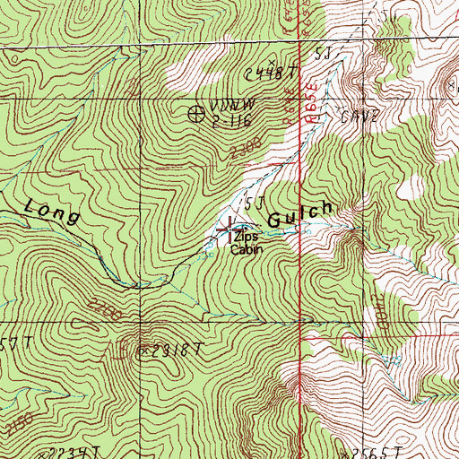 Topographic Map of Zips Cabin, NV
