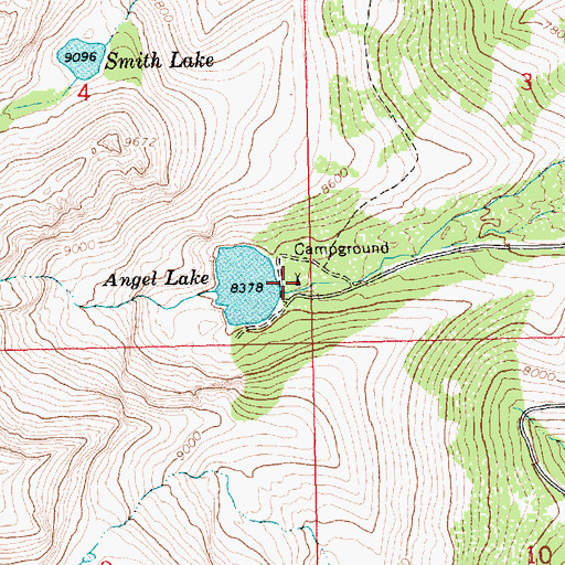 Topographic Map of Angel Lake Recreation Site, NV
