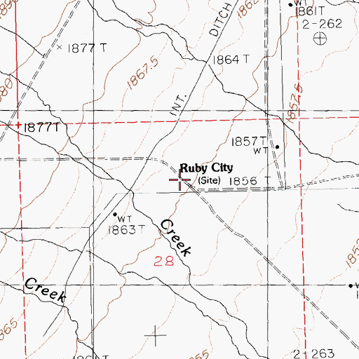 Topographic Map of Ruby City (historical), NV