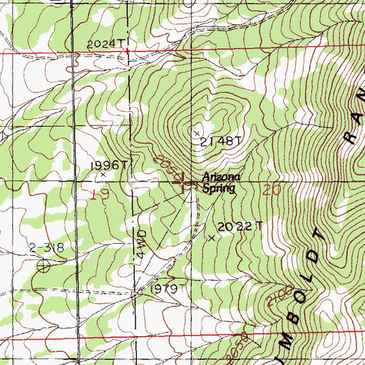 Topographic Map of Arizona Spring, NV