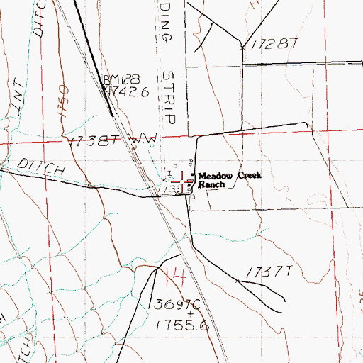 Topographic Map of Meadow Creek Ranch, NV
