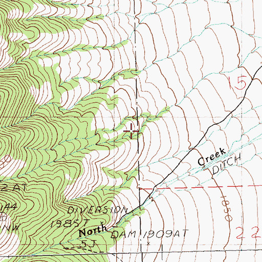 Topographic Map of Rams Horn Canyon, NV